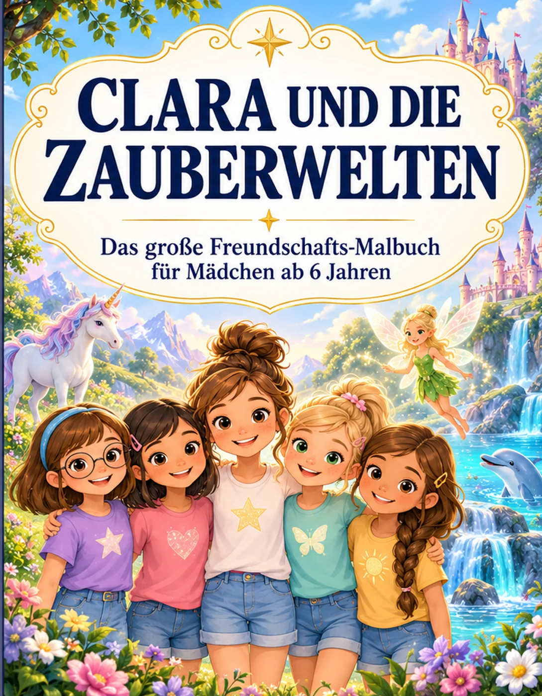 Cover: Clara und die Zauberwelten – Das große Freundschafts-Malbuch für Mädchen ab 6 Jahren